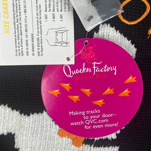 Quacker Factory Sweater Womens 1X Black Halloween Trick or Treat Ghost Pumpkin - Picture 4 of 12